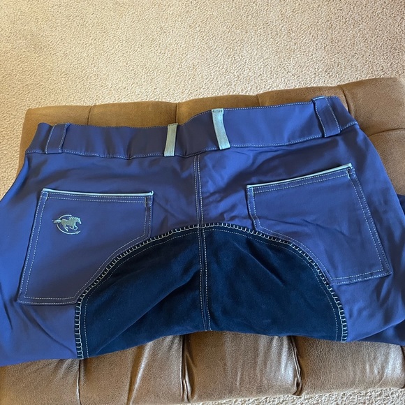 SmartPak Piper Blue Suede Full Seat Breeches sz 34R - Picture 2 of 10
